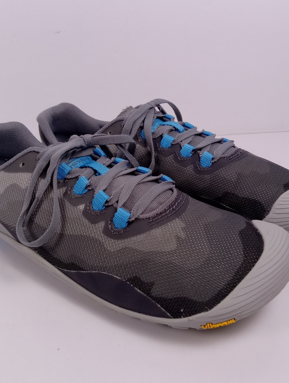 Merrell Women’s Vapor Glove 4 Barefoot Running Shoes Gray Camo Blue Size 8.5